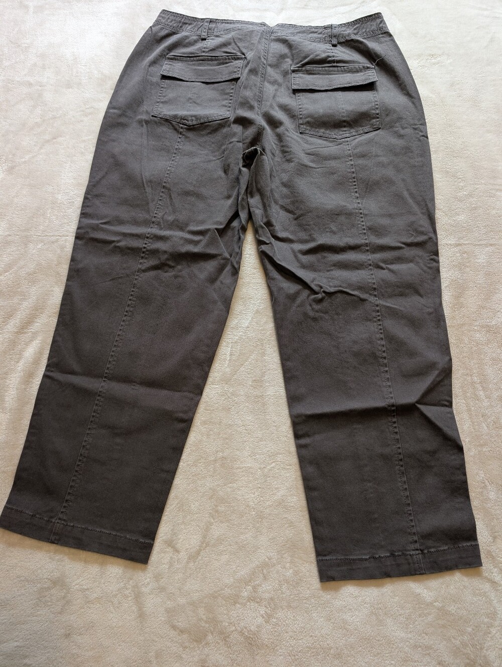 Flamingals Solid Stitch Detail Mid Waist Barrel Leg Crop Pants NWT XL - Picture 6 of 8